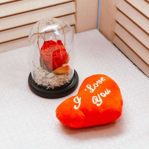 Forever Rose and " I love you" pillow σετ