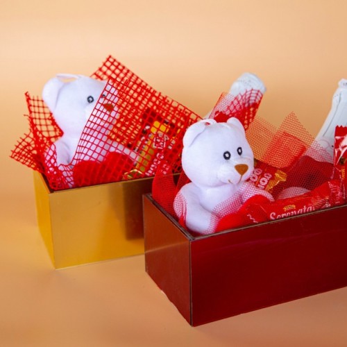 Mini Love Box – Αρκουδάκι, Σοκολατάκια & Σαμπάνια