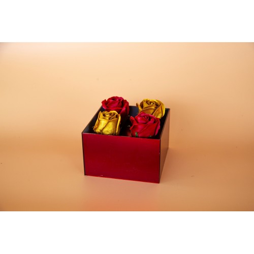 Mini Rose Box – Elegant Touch σε Χρυσό & Κόκκινο