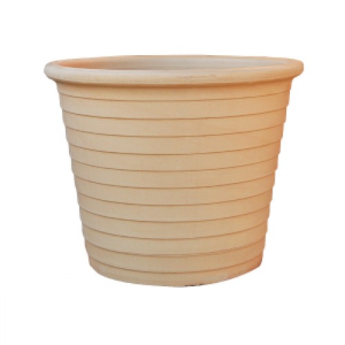 Στρογγυλή Γλάστρα με Ανάγλυφες Ρίγες Terracotta