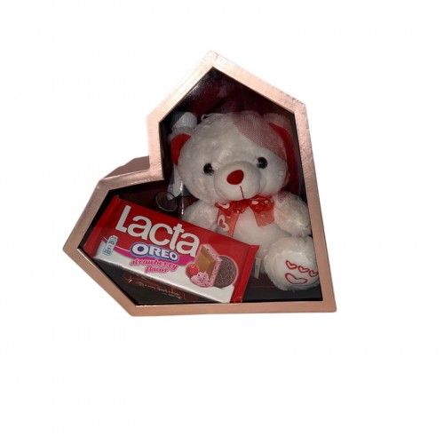 Polygon Diamond Heart box Metallic pink