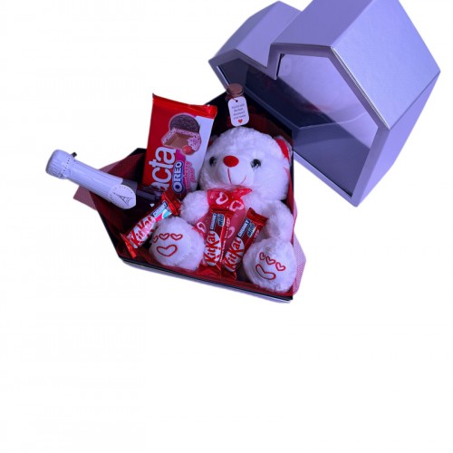 Polygon Diamond Heart box Silver