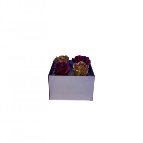 Τετραπλό Κουτί Plexiglass Και Αρωματικά Τριαντάφυλλα Σαπουνιού