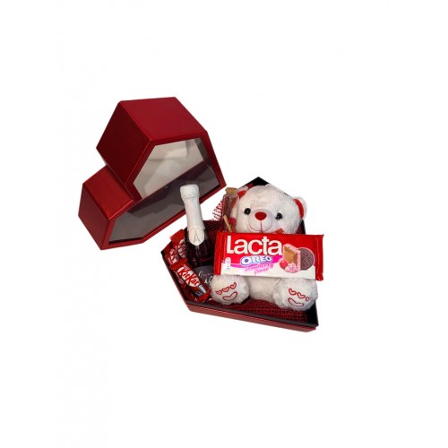 Polygon Diamond Heart box Metallic red