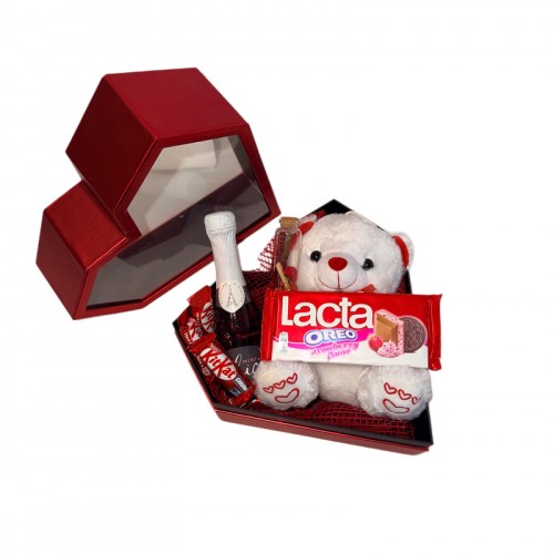 Polygon Diamond Heart box Metallic red