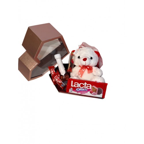 Polygon Diamond Heart box Metallic pink