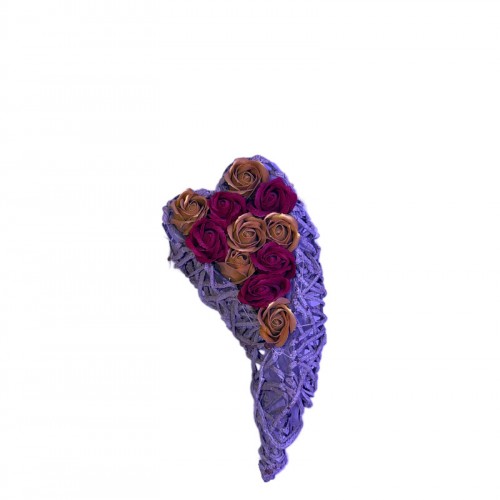 Ξύλινη Καρδιά – Κόκκινα  Τριαντάφυλλα