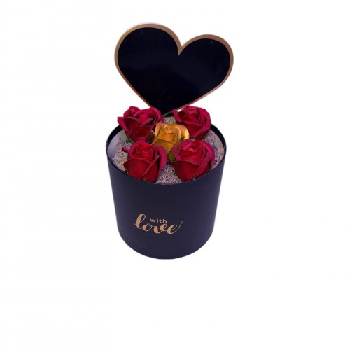 Πολυτελές Flower Box Με Αρωματικά Τριαντάφυλλα Σαπουνιού