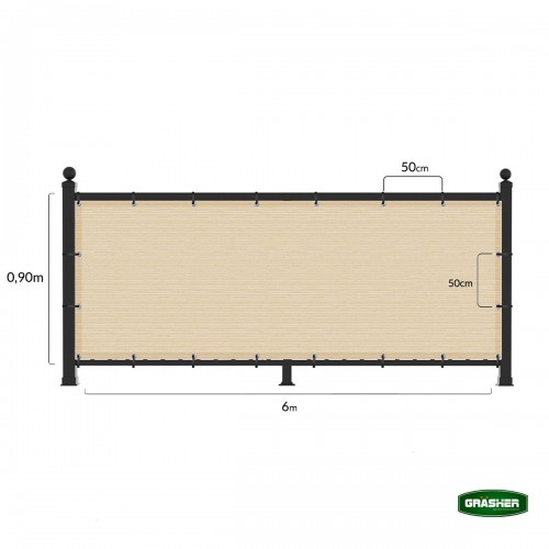 Διαχωριστικό Δίχτυ Μπαλκονιού 160gr/m² Εκρού 0,90x6m Με Κρίκους