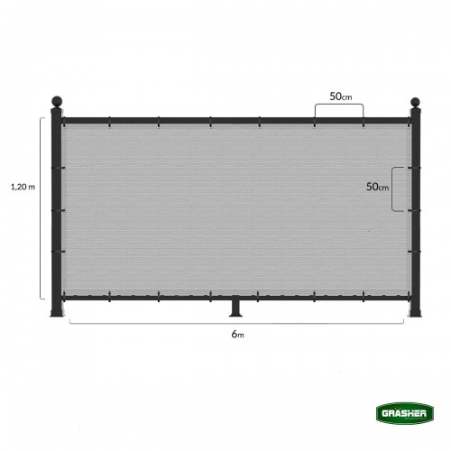 Διαχωριστικό Δίχτυ Μπαλκονιού 160gr/m² Γκρί 1,20x6m Με Κρίκους Διαχωριστικό Δίχτυ Μπαλκονιού 160gr/m² Γκρί 1,20x6m Με Κρίκους