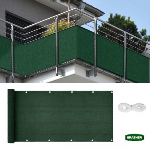 Διαχωριστικό Δίχτυ Μπαλκονιού 160gr/m² Πράσινο 0,90x6m Με Κρίκους