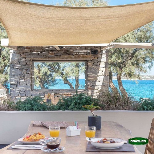 Πανί Σκίασης Τετράγωνο Ε220 180gr/m² Μπέζ 3.6x3.6m Με Κρίκους